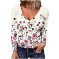 thumbnail image 1 of Camiseta de manga larga con cuello en V y estampado informal a la moda para mujer Fridja  bvmnju4360, 1 of 6