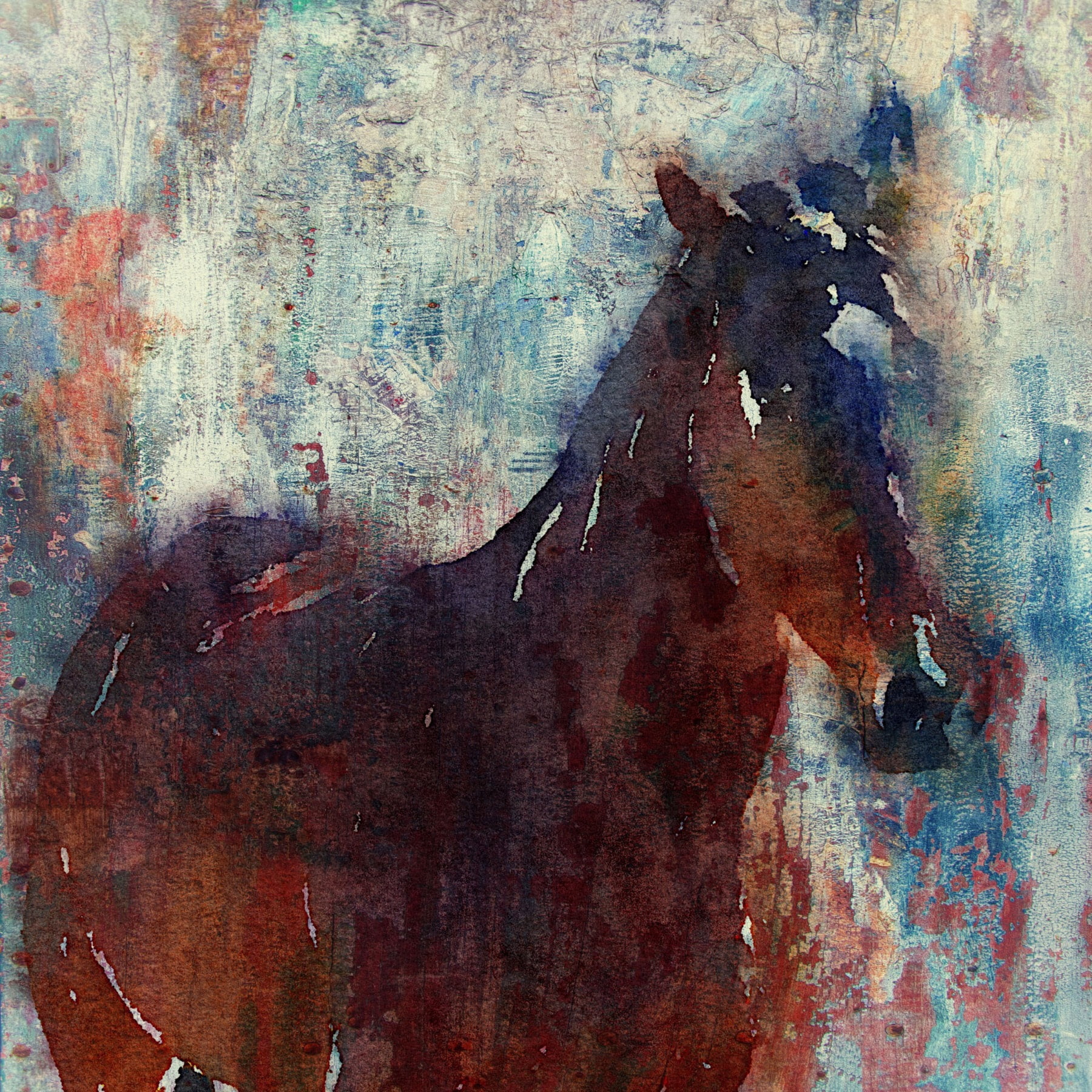 "Wild Brown Horse" Painting Print on Wrapped Canvas