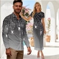 thumbnail image 2 of Psesaysky Couple Matching Clothes His and Her Matched Outfit Grey Spider Web Print Long Sleeve Button Up Shirts and Pencil Maxi Dress for Womens Gothic Party Matched Sets for Couples,S-3XL, 2 of 6