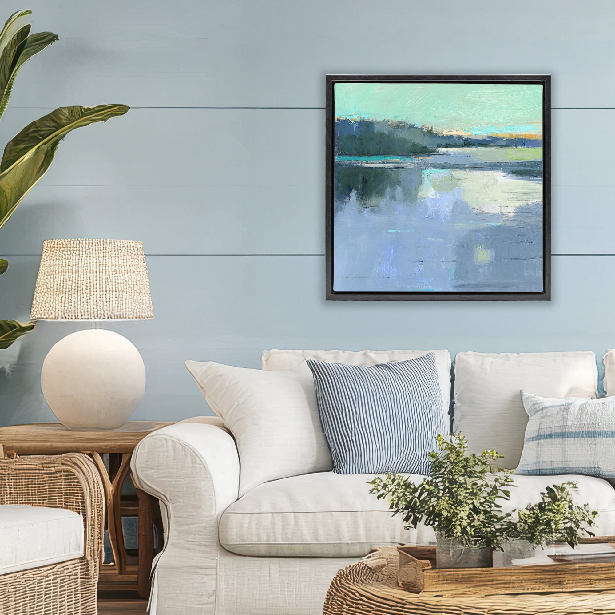 Stupell Industries Brave Boat Harbor Black Framed Floater Canvas Wall Art, design by Kathleen Robbins