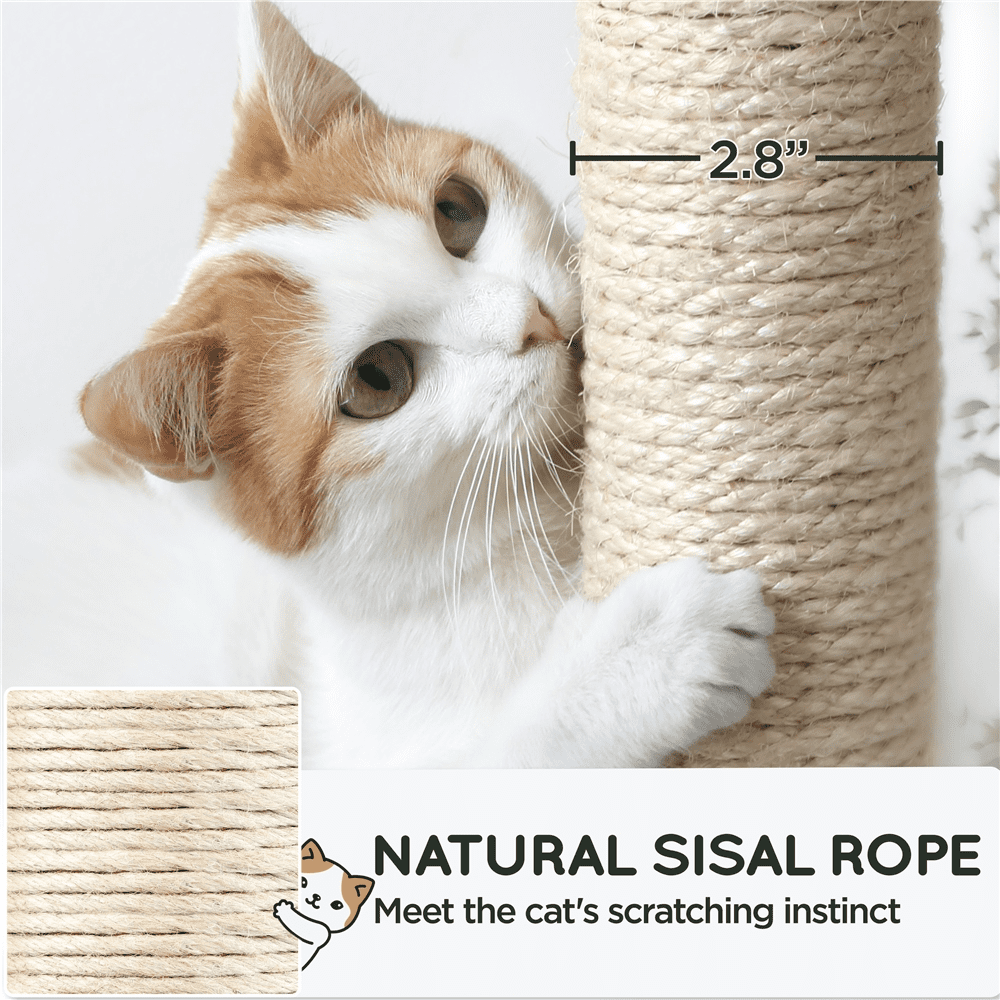 Yaheetech 63 Inch Multilevel Cat Tree with Hammock and 7 Scratching Posts, Beige