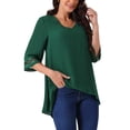 thumbnail image 4 of BLUSA MESH DE MANGA 3/4 CON ESCOTE EN V Y MANGAS DE CAMPANA INSPIRE CHIC, TALLA M, VERDE, CON HEMISFERIO ASIMÉTRICO E IRREGULAR, BLUSA CASUAL, 4 of 5