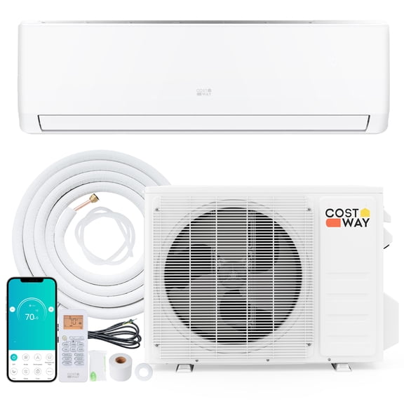 Costway 12000 BTU 20 SEER2 208/230V BTU Mini Split Air Conditioner & Heater with Heat Pump & Installation Kit