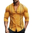 thumbnail image 1 of Camisas s Para Hombre Interior Camisas de vestir para hombre Camisa informal con botones de manga larga y corta con cuello de banda ajustada (Yellow, 3XL), 1 of 7
