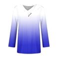 thumbnail image 5 of Scyoekwg Womens Long Sleeve Blouse Fall Clothes Trendy Ladies Tops V-Neck Buttons Pullover Dressy Casual Gradient Color Cute Loose Blouse Pullover Blue S(4), 5 of 5