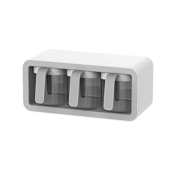 Caja de Condimentos para Montaje en Pared Contenedor de Almacenamiento de Condimentos con Múltiples Rejillas Juego de Combinación de Tarros de Condimentos de Cocina 3 Contenedores Grises con 3 Cu