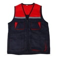 thumbnail image 2 of Gilet Réfléchissant, Fermeture Éclair Fluide Color Block Haute Visibilité Gilet de Travail Doux Fermeture Éclair avant pour Course de Nuit pour Hommes Bleu Violacé avec Rouge, Noir avec Jaune, 2 of 7