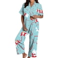 thumbnail image 2 of Christmas Pajamas Women's Two-Piece Christmas Pajamas short sleeves Button Shirt and Pants Set Home Clothes, 2 of 8