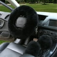 thumbnail image 2 of Soft Warm Fuzzy Steering Wheel Cover Long Handbrake Car Accessory for Enhanced Comfort and Grip, 2 of 7