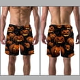 thumbnail image 3 of luoweisi Men's Beach Shorts Quick Dry Swim Trunks with Mesh Lining Halloween Pumpkin 2XL, 3 of 5
