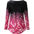 thumbnail image 6 of Abcnature Women Ladies Loose Print O-neck Long Sleeve T Shirt Polluver Blouse Tops Plus Size Tops for Ladies Autumn Winter Casual Loose Tunic Blouse Hot Pink M, 6 of 6
