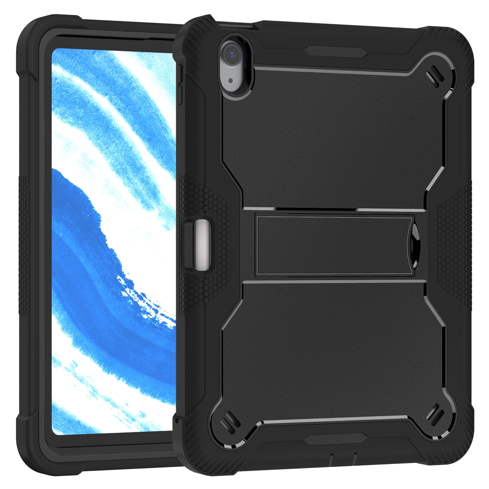 Allytechgroup Rugged Case for Apple iPad Air 11 M4 M3 M2 2026 2025 2024, Dual-Layers Kickstand Anti-Scratch Bumper With Pencil Holder Lightweight Kids Friendly Case Cover for iPad Air 11", Black