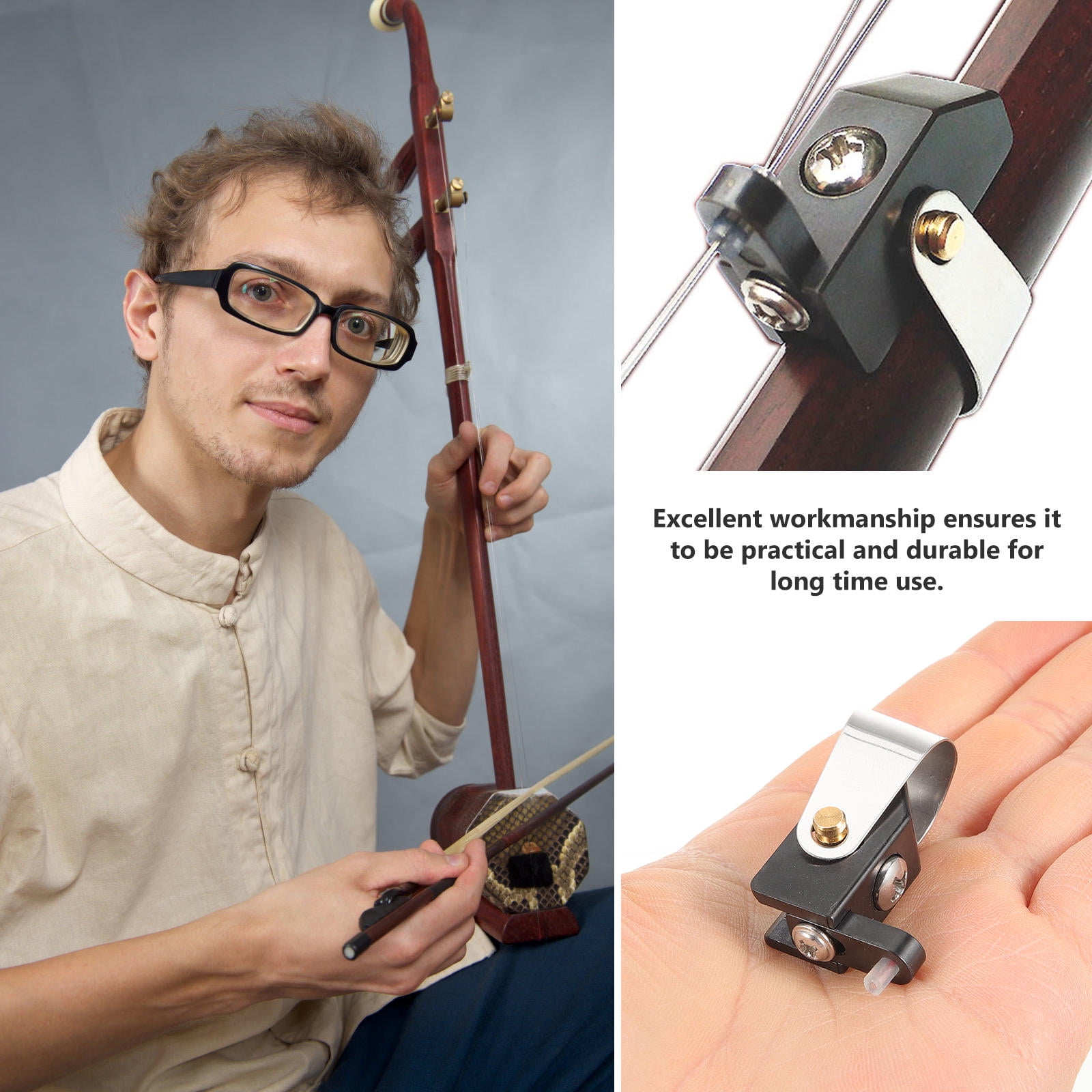 CRILSTYLEO Multipurpose Erhu Qianjin Tuner Black Stainless Steel for Easy Adjustment 2Pcs