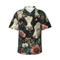 thumbnail image 1 of Fotbe Vintage Sunflower Cow Camisa Hawaiana para Hombre Unisex – Camisa Casual de Verano con Botones de Manga Corta de Algodón y Lino,XX-Large, 1 of 7