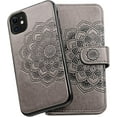 thumbnail image 3 of 2-in-1 Case for iPhone 11 Case Wallet Credit Card Holder ID Slot Detachable Hybrid Protective Slim Hard Shell Magnetic PU Leather Folio Pocket Flip Cover for iPhone 11 6.1 inch Mandala Grey, 3 of 8
