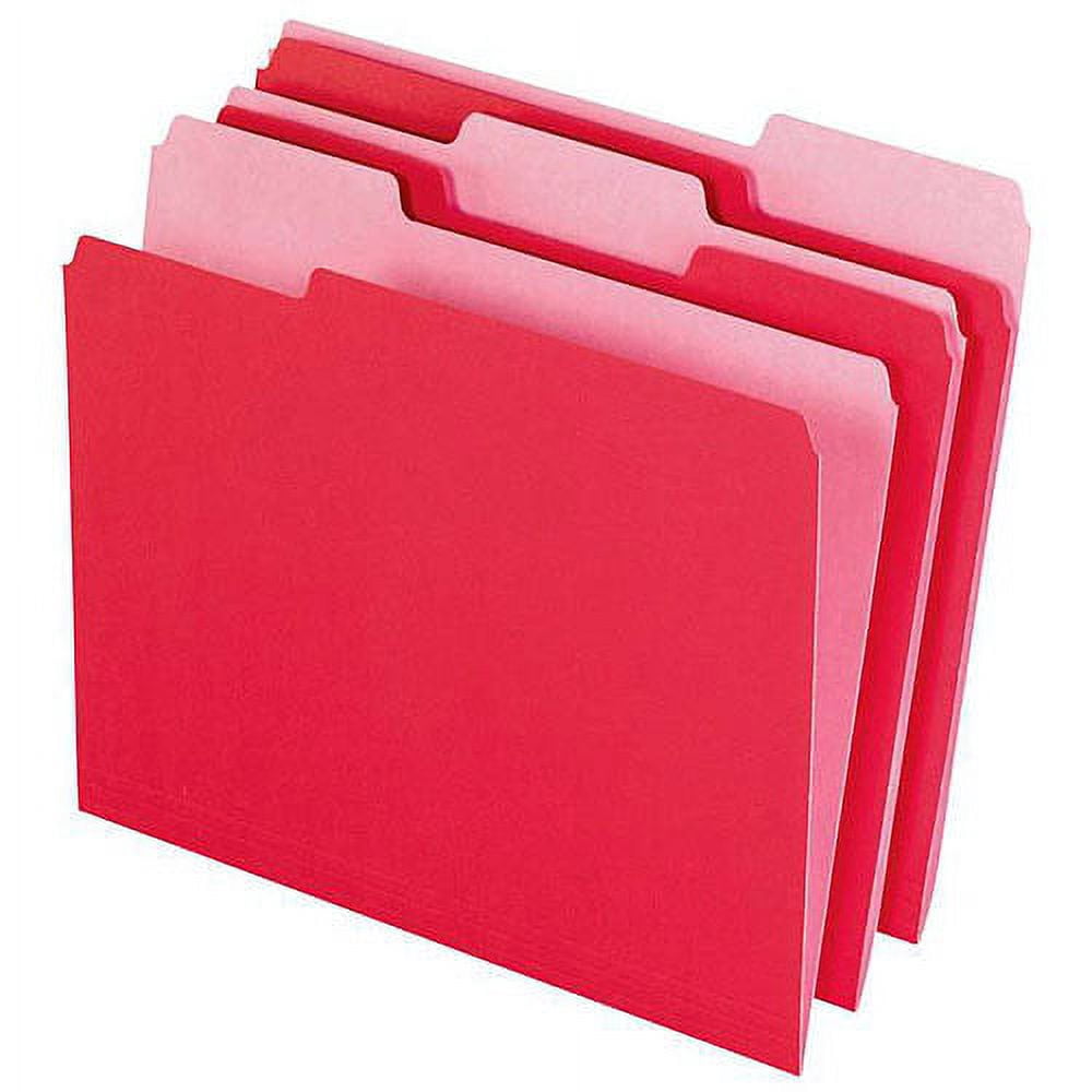 School Smart Mediumweight Stock 1/3 Cut 2-Tone Reversible File Folder, Letter, 3/4 in Expansion, Red, Pack of 100
