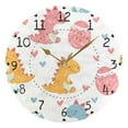 thumbnail image 5 of Cute Dinosaur Heart Egg Round Wall Clock Silent Analog Battery Operated Black Pointer Home Decor 9.84" Diameter, 5 of 11