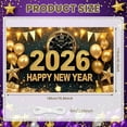 thumbnail image 2 of Gold Glitter Happy New Year Banner Golden Balloons 2026 New Year Display Vintage Clock Gift Boxes Gold New Year Backdrop for New Year Party Holiday Celebration New Year Eve, 2 of 9