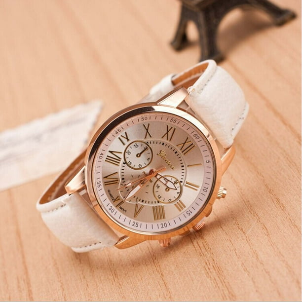 Reloj de cuarzo para mujer, reloj deportivo de cuarzo con disco multipuntero y correa de cristal azul claro.