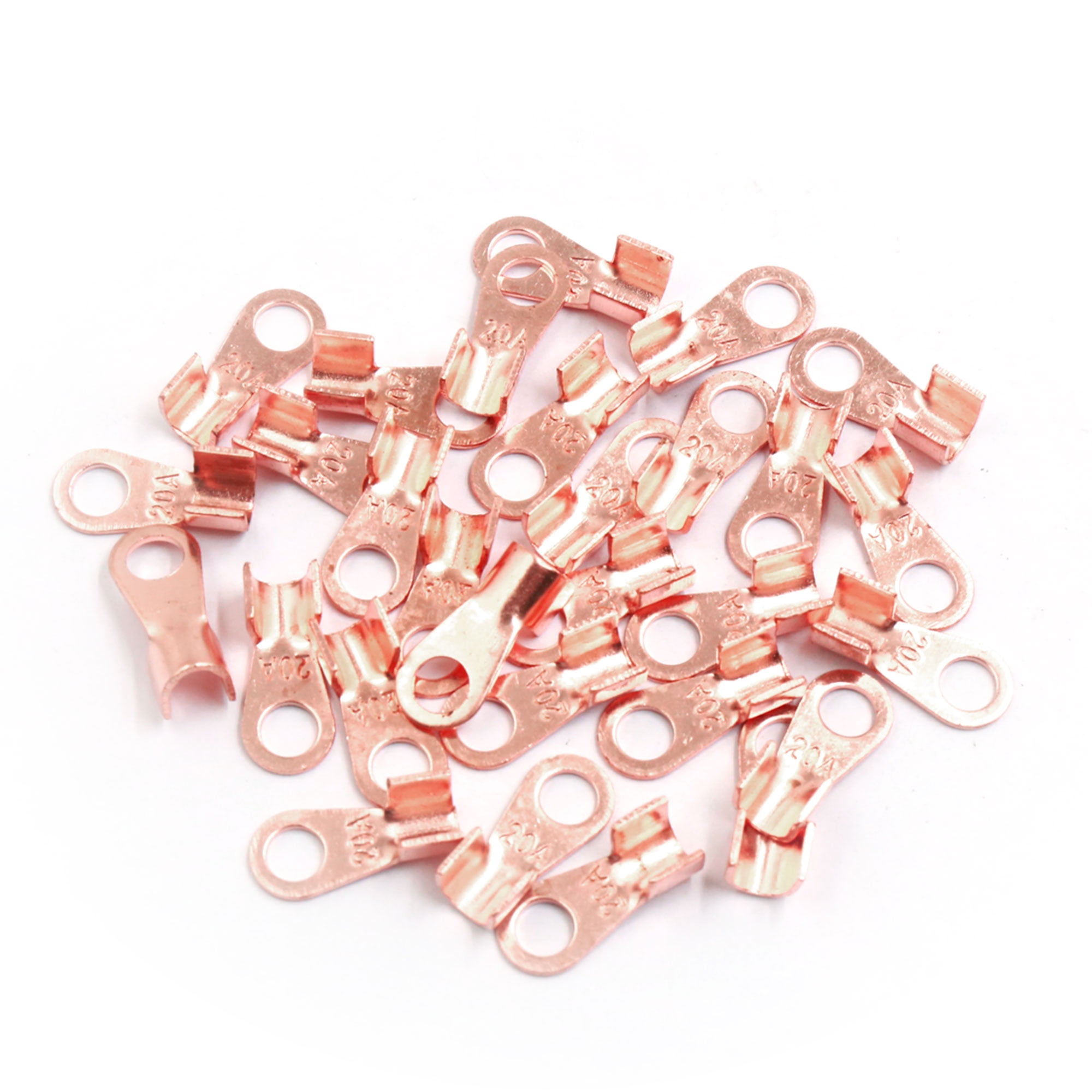 30pcs 20A Copper Ring Terminals Lug NonInsulated Battery Wire