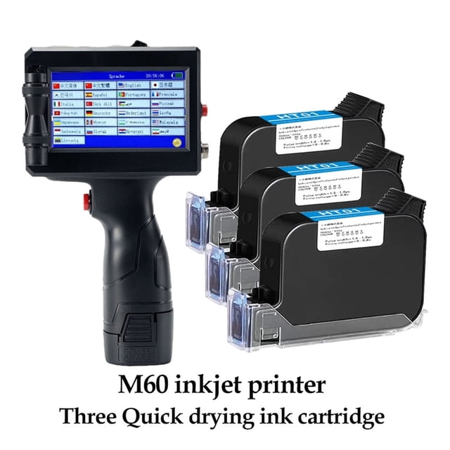 Printer Jet, 12.7mm Handheld Inkjet Printer, Portable Label Lot QR Code Packaging Bag Plastic Bottle Printer, Fast Drying Ink ,Fast Printing