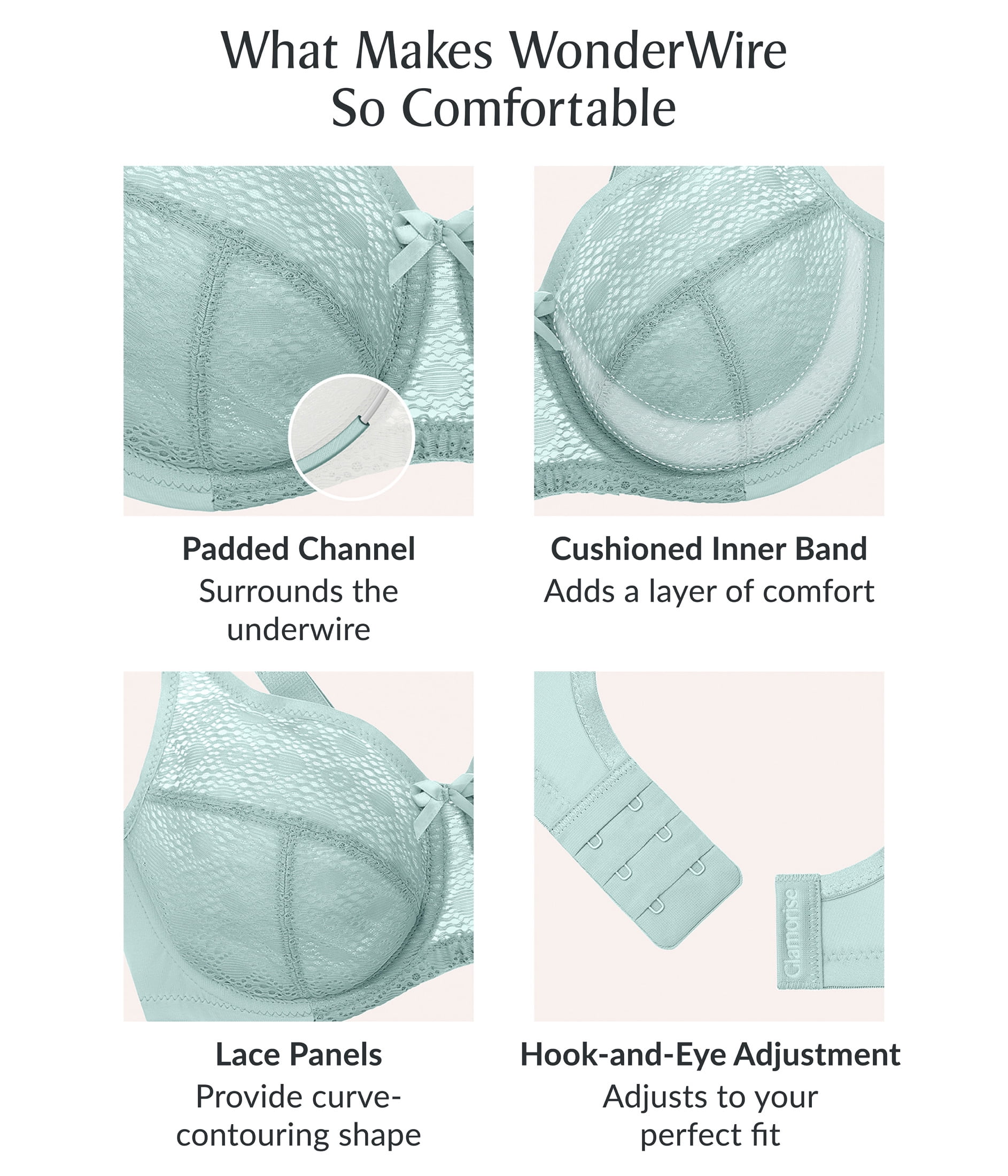 Glamorise Lace Comfort WonderWire Underwire Bra 9855 (Women's & Women's Plus)