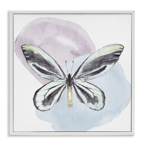 Stupell Industries Scandinavian Butterfly with Pastel Shapes White Framed Giclee Art, 24 x 24, by Kim Allen