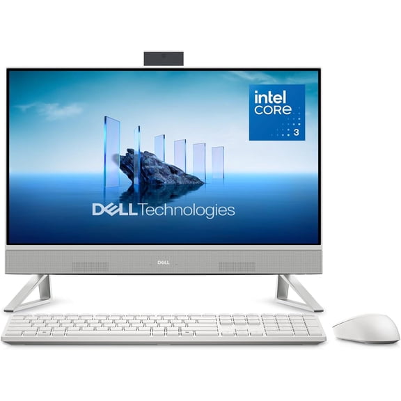 Dell 24 All-in-One Desktop ec24250-23.8-inch FHD Display, Intel Core 3 Processor 100U, Intel Graphics, 8GB DDR5 RAM, 512GB SSD, Windows 11 Home, Onsite Service 6 Months Retail Migrate - White