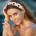 thumbnail image 3 of Unique Bargains Polka Dot Headband, Knotted Headband for Women Top Knot Elastic Hairband Non-Slip Wide Hair Hoop Pink, 3 of 7