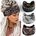thumbnail image 1 of GHSDFBB Bandeaux Boho Bandeau Grand Nœud Bandeau Turban Extensible Accessoires de Mode pour Cheveux pour Femmes et Filles 3 Pcs (Rétro), 1 of 7