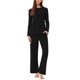 thumbnail image 1 of Conjunto de pijamas INSPIRE CHIC para mujer, con cuello redondo, de manga larga, ropa de dormir suave, PJs de descanso con bolsillo, XS, negro, 1 of 6