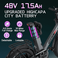 thumbnail image 3 of 6MSKS Electric Bike Bicicletas Eléctricas Ebike 1000W High Speed Brushless Motor 48V17.5Ah Battery 16+ Mountain Bike 20 inch Wide Tire 50km Travel UL2849, 3 of 7