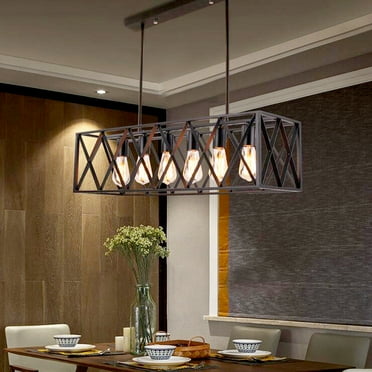 AFANQI Vintage Industrial Pendant Light Ceiling Lamp Farmhouse Island Hanging Fixture 6 Lights
