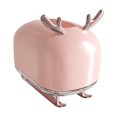 thumbnail image 2 of Caja de pañuelos de plástico con forma de ciervo para secadora, ideal para escritorio y hogar. rosado, 2 of 9