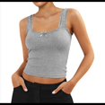 thumbnail image 2 of Camisola de Tirantes para Mujer, , Ajustada, de Punto Acanalado, con Encaje, para Verano, con Cuello Cuadrado y Sin Mangas. Fresno de Flores M, 2 of 10