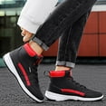 thumbnail image 5 of XIMIN Men's Leather High Top Platform Sneakers Ankle Boots Fashion Comfy Walking Tennis Casual Lace-Up Dad Shoes for Outdoor Basketball Style Anti Slip Footwear (48, Red), 5 of 5