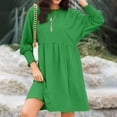 thumbnail image 2 of Aellinatey Womens Fall Dresses Casual Tunic Dress Short Sleeve Crew Neck Flowy Babydoll Dress, 2 of 9