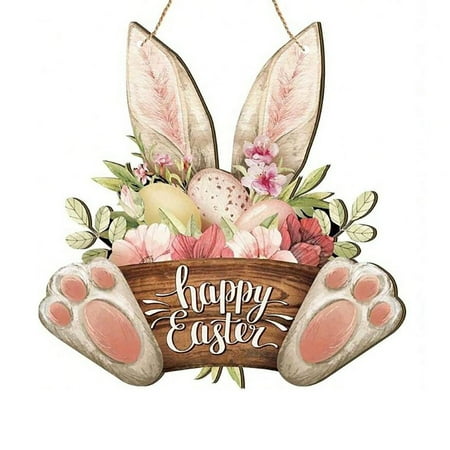 

1pc Mdf Easter Bunny Welcome Sign Easter Bunny Wreath For Front Door Easter Door Hanger Easter Bunny Sign With Bow Knot For Home