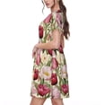thumbnail image 2 of Balery Tulips Flowers Vestidos sueltos de manga corta para mujer, vestidos de verano 2025, vestidos casuales de corte A con vuelo., 2 of 6