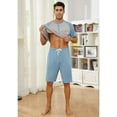 thumbnail image 3 of Vulcanodon Mens Pajama Set, Bamboo Lightweight Short Sleepwear for Men(Light Grey+Grey Blue,Small), 3 of 6