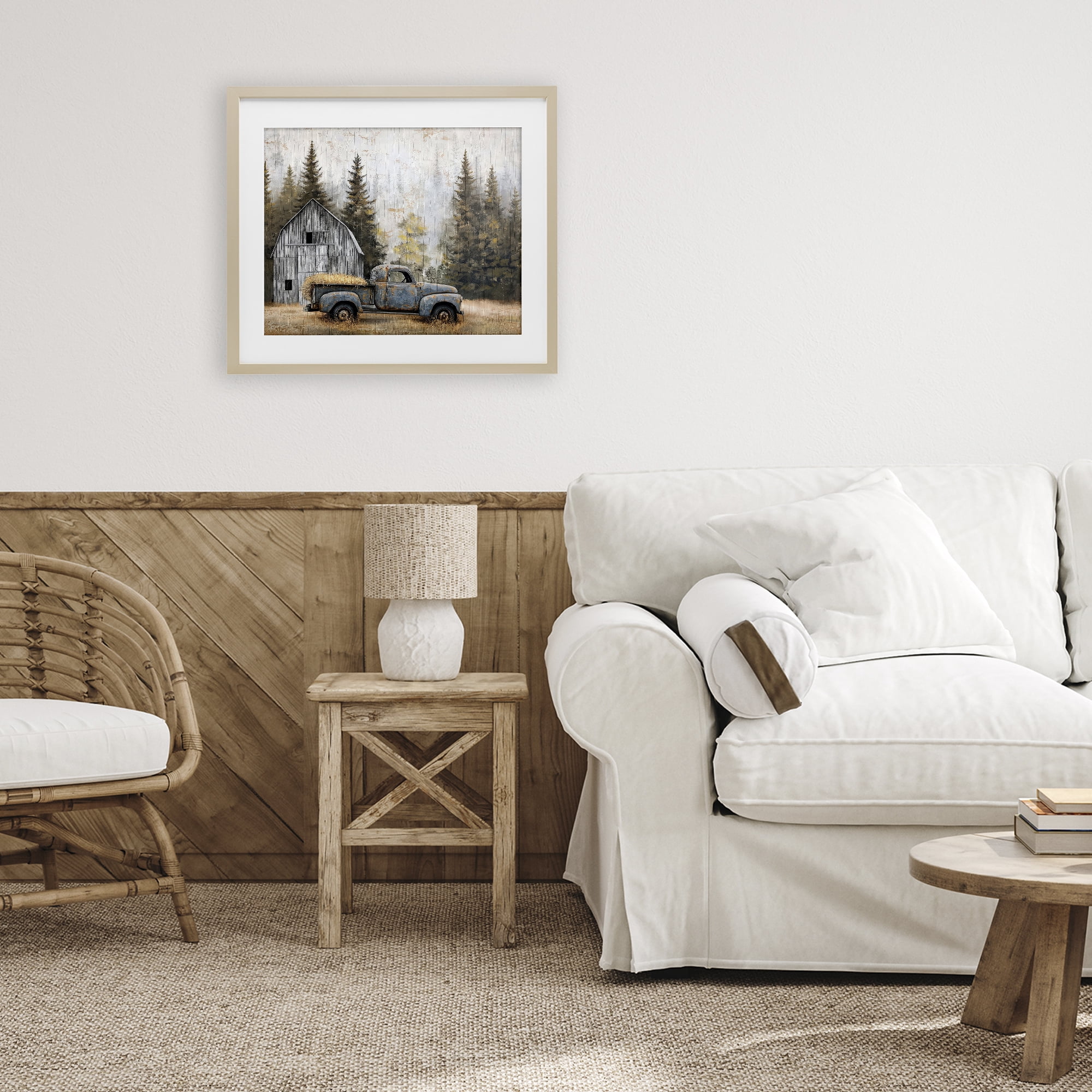 Stupell Industries Autumn Barn & Pine Forest Birch Framed Print Under Glass, design by Imagine It Images