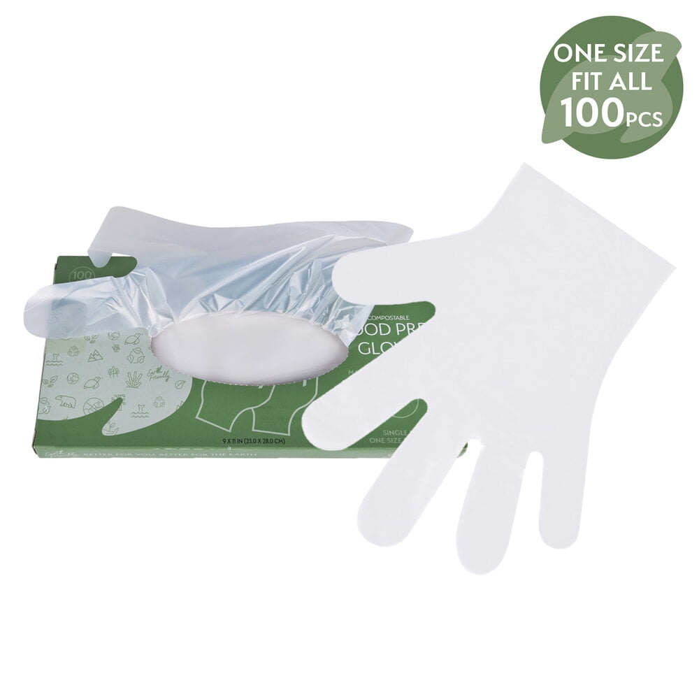 Compostable Food Prep Gloves, 100 Pcs/Box