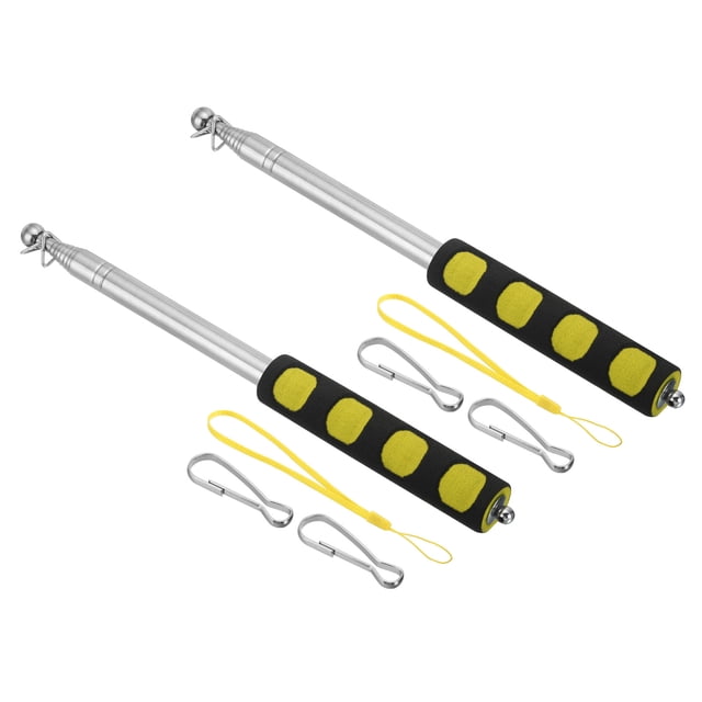 Unique Bargains 1.6M/5.2ft Telescopic Handheld Flagpole,2Set Pointer Stick Sponge Handle Yellow