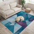 thumbnail image 2 of Area Rugs 4'x6'. Modern Blue Carpet Runner Indoor Outdoor Rugs Home Decor Aesthetic, Abstract Geometric Color Block Minimalist Non Slip Mats Washable Accent Rug for Living Room Bedroom, 2 of 8