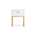 thumbnail image 2 of Benjara BM327937 Alli Nightstand - 1 Drawer - Matte White Wood - Gold Metal Legs - 26 in., 2 of 5