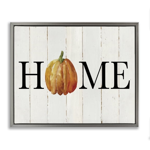 Stupell Industries Farmhouse Rustic Home Pumpkin Gray Floating Frame Canvas Art, 31 x 25, by Carol Robinson