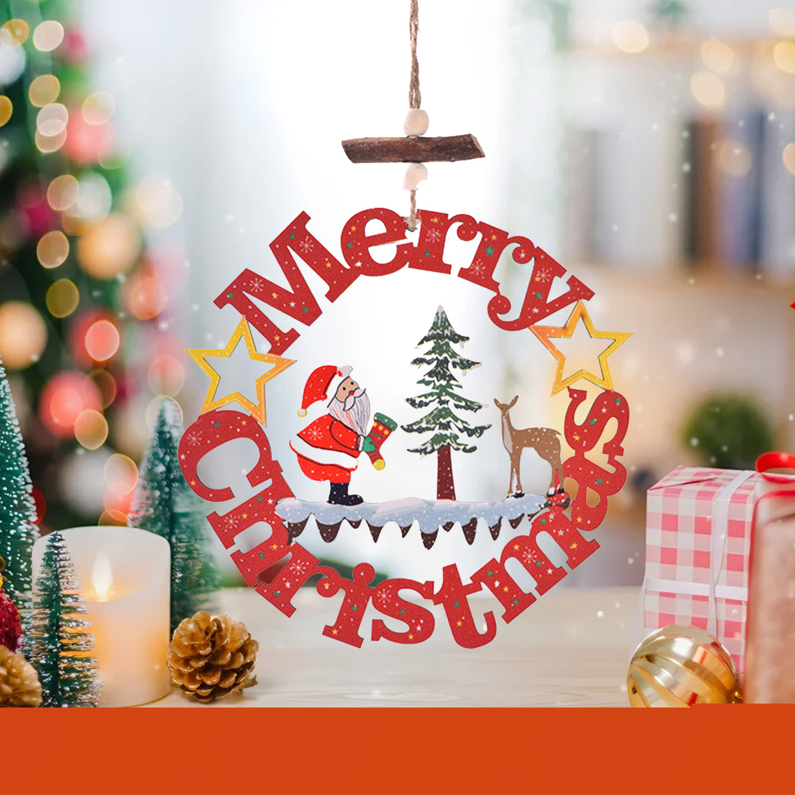 thumbnail image 4 of Adornos navideños, adornos para árboles de Navidad, colgantes navideños, adornos navideños, colgantes de madera, letras huecas navideñas, decoración colgante, adornos navideños, adornos colgantes, 4 of 6