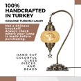 thumbnail image 2 of DEMMEX Authentic Turkish Lamp, Made in Turkey, Turkish Moroccan Mosaic Table Bedside Lamp, 100% Handcrafted, Antique Brass Color Metal Body and Decorated Metal Base, Gooseneck, 15" (Gold), 2 of 7
