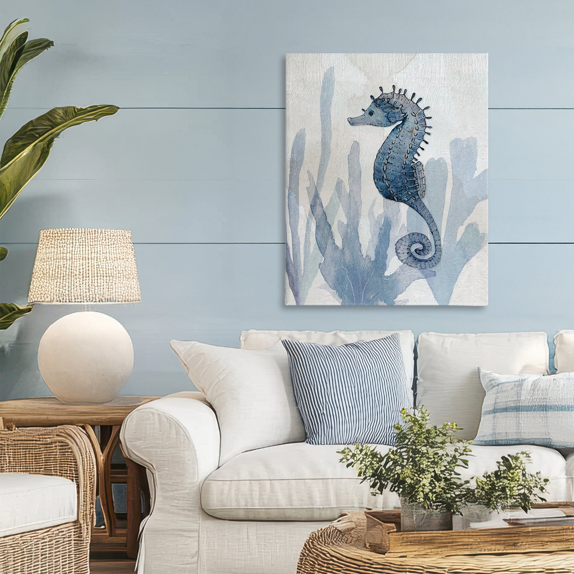 Stupell Industries Organic Seaweed & Seahorse Canvas Wall Art, design by Susan Jill