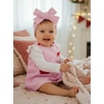 thumbnail image 4 of BemeyourBBs Newborn Baby Girl Valentines Day Outfits Cute Infant Girls Spring Clothes Long Sleeve Romper Bow Heart Tank Overall Dress Headband Set, 4 of 9